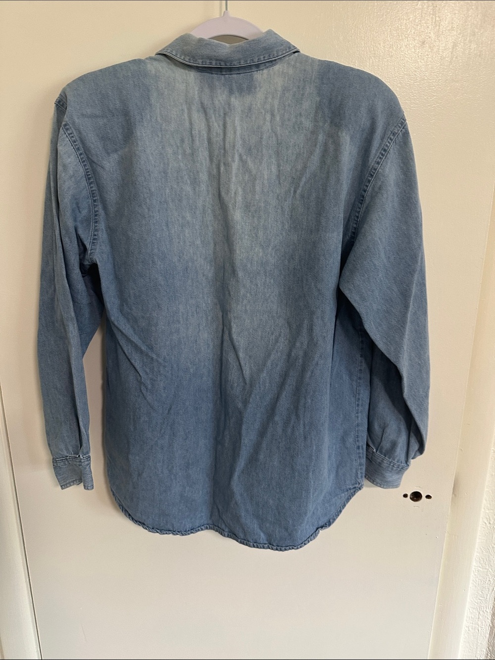 Capacity Petites Light Blue Denim Button-Down Shirt with Winter Embroidery M - Picture 7 of 8